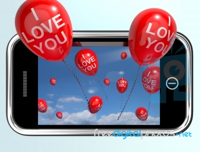 I Love You Word On Mobile Screen Stock Image