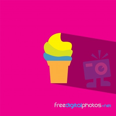 Ice Cream Flat Icon   Illustration  Stock Image