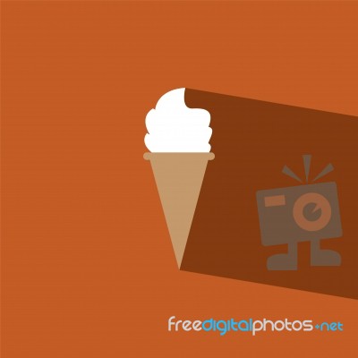 Ice Cream Flat Icon   Illustration  Stock Image