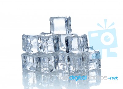 Ice Cubes Isolated On The White Background Stock Photo