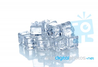 Ice Cubes Isolated On The White Background Stock Photo