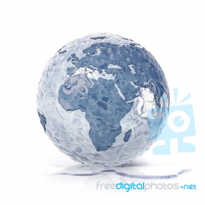 Ice Globe 3d Illustration Europe And Africa Map Stock Photo