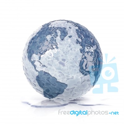 Ice Globe 3d Illustration North And South America Map Stock Photo