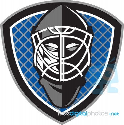 Ice Hockey Goalie Helmet Crest Retro Stock Image