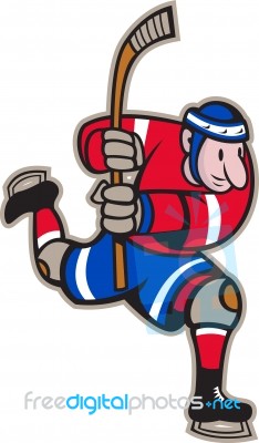 Ice Hockey Player Striking Stick Stock Image