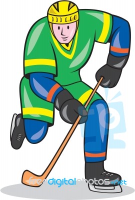 Ice Hockey Player With Stick Cartoon Stock Image