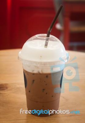 Iced Coffee In Coffee Shop Stock Photo