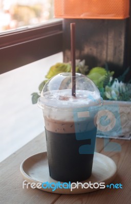 Iced Coffee In Coffee Shop Stock Photo