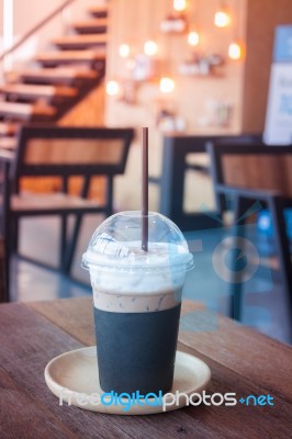 Iced Coffee In Coffee Shop Stock Photo