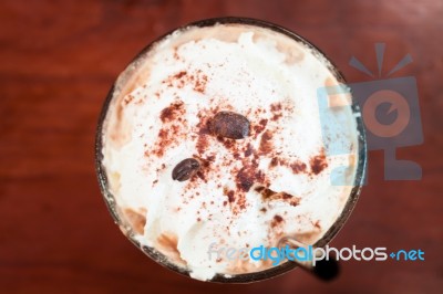 Iced Coffee Toping With Whipped Cream Stock Photo