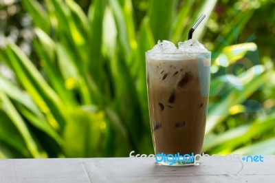 Iced Coffee With Milk Stock Photo