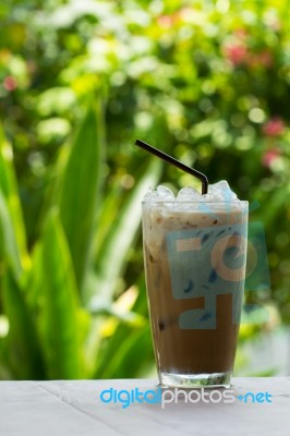 Iced Coffee With Milk Stock Photo