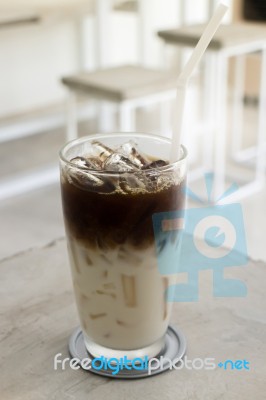 Iced Coffee With Soy Milk Stock Photo