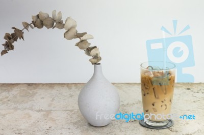 Iced Coffee With Soy Milk Stock Photo