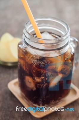 Iced Cola With Potato Chips Stock Photo