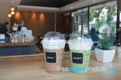 Iced Glass Of Green Tea And Coffee, Stock Photo Stock Photo