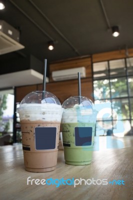 Iced Glass Of Green Tea And Coffee, Stock Photo Stock Photo