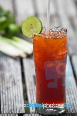 Iced Lemon Tea With Lemongrass Stock Photo