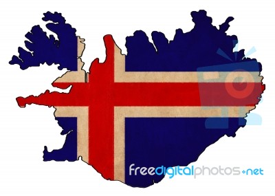 Iceland Map On Iceland Flag Drawing ,grunge And Retro Flag Serie… Stock Image