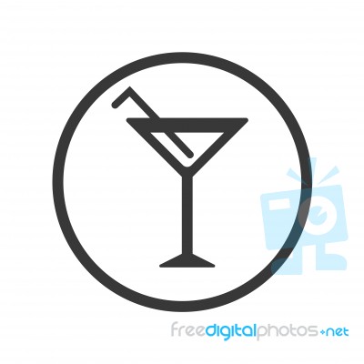 Icon Of Cocktails In Circle Line -  Iconic Design Stock Image