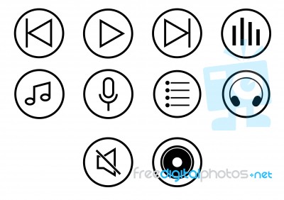 Icon Set Of Player Media Button -  Iconic Design Stock Image