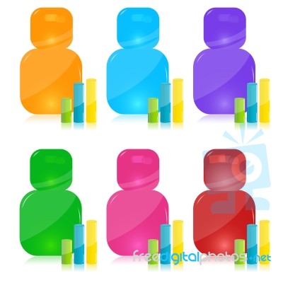 Icon Set With Growth Graph Stock Image