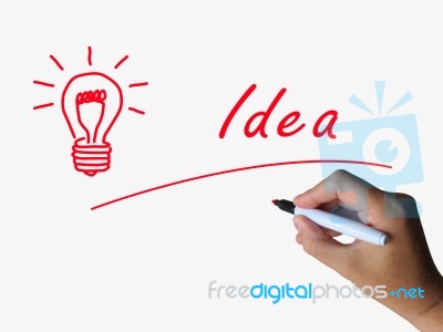 Idea And Lightbulb Indicate Bright Ideas And Concepts Stock Image