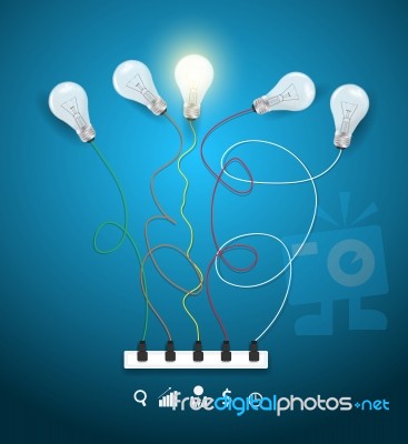 Idea Concept With Light Bulbs On A Blue Background Stock Image