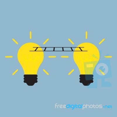 Idea Connect Together With Light Bulb And Ladder Stock Image