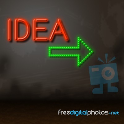 Idea Neon Shows Creative Inventions And Fluorescent Stock Image