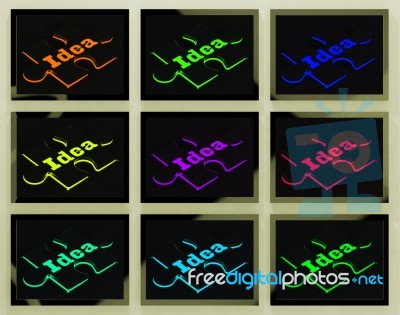 Idea On Monitors Showing Variety Of Thoughts Stock Image