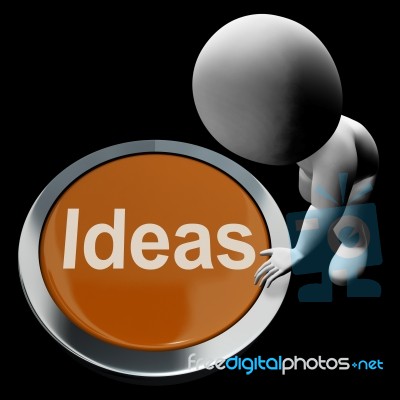 Ideas Button Means Improvement Concept Or Creativity Stock Image