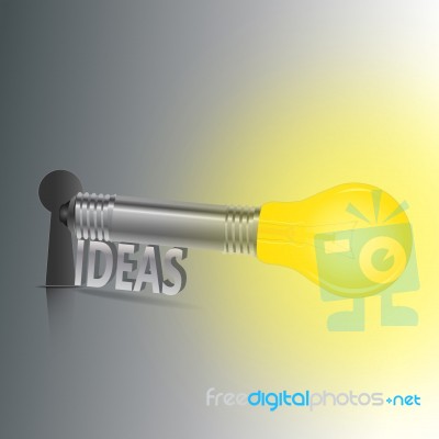 Ideas Key With Light Bulb Stock Image