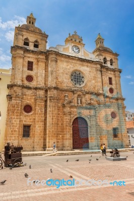 Iglesia De San Pedro Claver In Historic Part Of Cartagena De Ind… Stock Photo