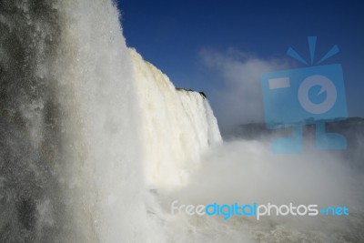 Iguazu Waterfalls On The Brazilian Stock Photo