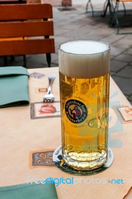 Ihringen, Germany/europe - July 18 : A Stein Of Lager On A Table… Stock Photo