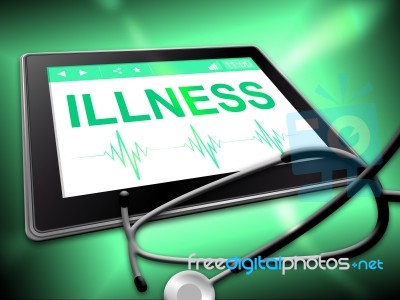 Illness Tablet Represents Disorder Diseases And Internet Stock Image