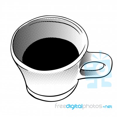 Illustration Cup Of Coffee In Halftone Style -  Illustrati Stock Image