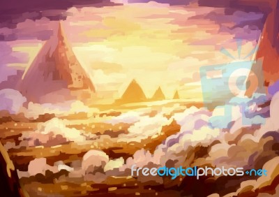 Illustration Digital Painting Sky Road Stock Image