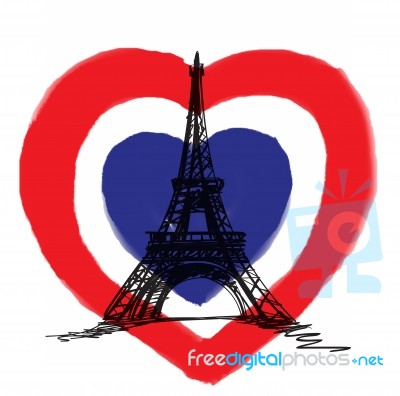 Illustration-eiffel Tower With France Flag Stock Image