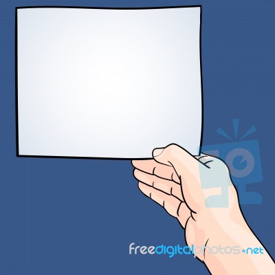 Illustration Hand Holding Blank Paper - Illustration Stock Image