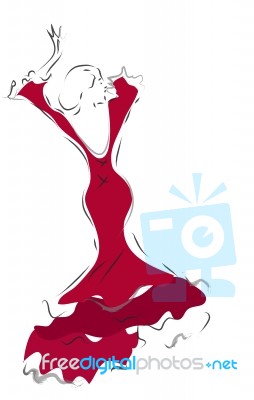 Illustration Of A Beautiful Woman Dancing Flamenco Stock Image