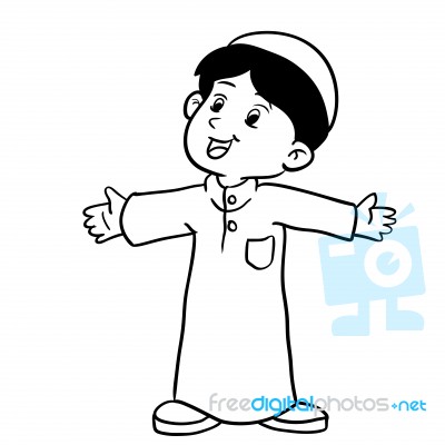 Illustration Of A Muslim Boy Standing- Illustration Stock Image