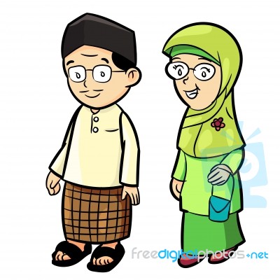 Illustration Of Adult Malay Cartoon -  Illustration Stock Image