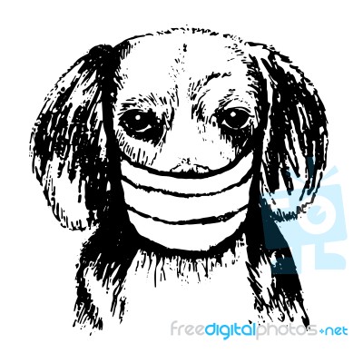 Illustration Of Beagle Dog With Mask Stock Image