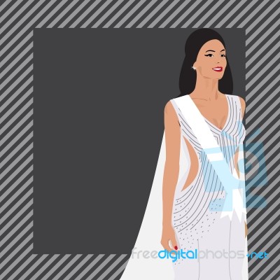 Illustration Of Beautiful Women In White Dress And Background Stock Image