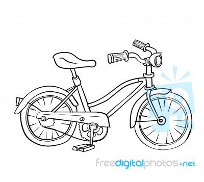 Illustration Of Bicycle -  Hand Drawn Stock Image