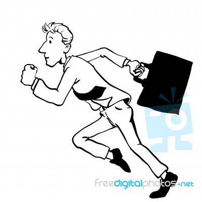 Illustration Of Businessman Running- Hand Drawn Stock Image