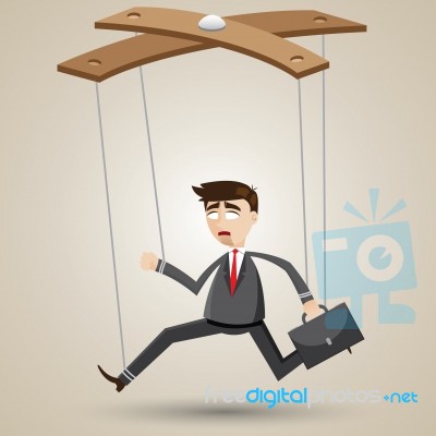 Illustration Of Cartoon Businessman In Puppet Style Stock Image