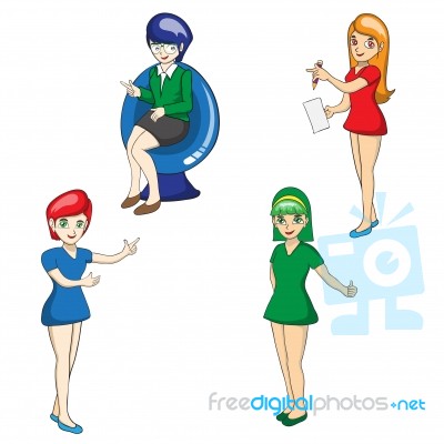 Illustration Of Character Of Business Butifull Women On White Ba… Stock Image